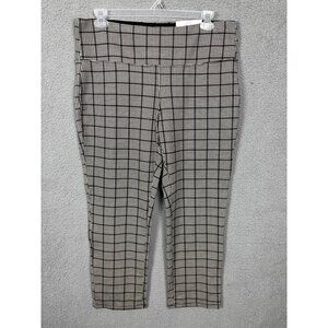 Style & Co Women's Straight-Leg Ponte-Knit Ankle Pants Black Houndstooth XL NWTs